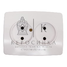 Розетка ЭРА 2X2P, 16A-250В, IP20, белый (10/100/1600)