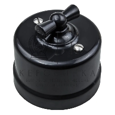 Выключатель проходной поворотный Bironi B1-201-23 1-кл. ОП Лизетта 10А IP20 ретро 4 полож. ABS-пластик черный