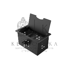 Прямоугольный металлический корпус Wize Pro WRTS-12BOX-B для модульной системы врезного лючка в стол с откидывающейся крышкой, до12 модулей-вставок, беспроводная зарядка 10Вт для моб.устройств на крышке, преустановленная рамка,черный