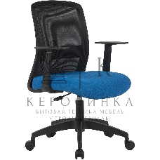 Кресло компьютерное Cactus CS-MC333-BKBL черный, сиденье темно-синий, сетка/ткань, низк.спин. крестов. пластик, пластик черный