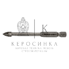 Сверло по керамической плитке Denzel 6 мм, крестовая пластина, 6-гр. хвостовик