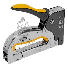 Степлер Denzel металл., скобы в комплекте, плавная регулировка удара, 2К рукоятка, тип 53, 4-14 мм