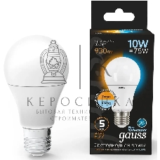 Лампа светодиодная LED Gauss A60 E27 10Вт 2700К/4100К CTC