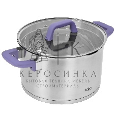 Кастрюля LARA LR02-255 Лаванда 6,4 л, 24 см, нержавеющая сталь, с крышкой