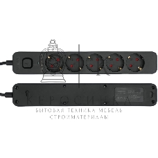 Сетевой фильтр Гарнизон 2.0 EPS-5-B-3 5р, 10А, 3 м, ур.защиты 2+, черный, пакет (21443)