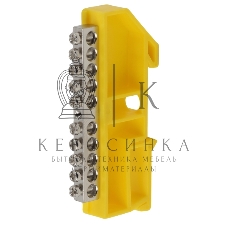 Шина ЭРА NO-222-92-1 PE земля на DIN-изоляторе ШНИ-6х9-10 никелированная Д-желтый