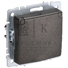 Розетка 1-местная IEK BRITE РСбш10-3-44-БрТБ с заземлением, с защитными шторками и крышкой, 16А, IP44, темная бронза