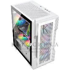 Компьютерный корпус 1STPLAYER TRILOBITE T3 белый/mATX, TG/4x 120мм LED fans inc./T3-WH-4F1-W