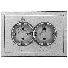 Розетка 2-мест. б/з СП ZIMA IP20 16А ПБТ безвинт. зажим серый матовый LEZARD 704-7400-128BQC