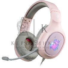 Гарнитура проводная игровая Defender Fury розовый, LED, провод 2 м