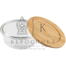 Контейнер LEONORD BAMBU, объем: 400 мл, из жаропрочного стекла с крышкой из бамбука, круглый (106023)