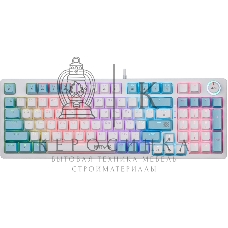 Клавиатура проводная Defender Hawk GK-418, USB, белый/голубой