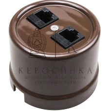 Розетка компьютерная Bironi B1-302-22 2-ая (RJ45) пластик коричневый
