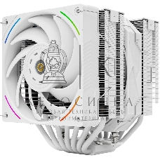 Кулер для процессора Thermalright Royal Pretor 130 Ultra White (4-pin PWM, 158mm, Ni/Cu, 7x6mm, 1x120mm ARGB +1x130mm, 69CFM/81.88CFM, 27dBA/28.3dBA, 2150RPM/1750RPM, S: 1200, 1700, 1851, 115X, 2011, 2066, AM4, AM5, white)