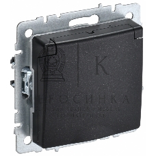 Розетка 1-местная IEK BRITE РСбш10-3-БрЧ (BR-R16-16-K02) с заземлением, с защитными шторками и крышкой, 16А, IP20, черный