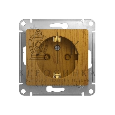 Механизм розетки 1-м СП Glossa 16А защ. шторки с заземл. дер. дуб SchE GSL000545