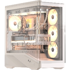 Компьютерный корпус Formula V Line Crystal U9 PA White, ATX, TYPE-C*1, USB3.0*2, Curved Glass, SIDE 3x PERFORMANCE ARGB, REAR 1x PERFORMANCE ARGB