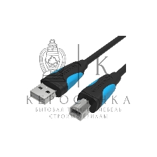 Кабель Vention USB 2.0 AM/BM - 3 м. черный VAS-A16-B300