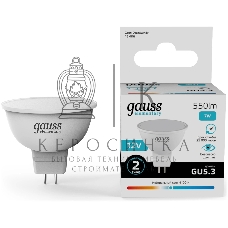 Лампа светодиодная Gauss Elementary 7Вт цок.: GU5.3 софит 12B св. свеч. белый. нейт. (упак.: 10 шт) (11527)