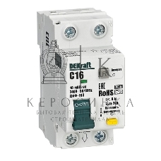 Выключатель автоматический дифференциального тока (АВДТ) 1P+N 16А 10мА AC х-ка C ДИФ-103 6кА DEKraft 16302DEK
