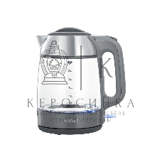 Чайник электрический Kitfort КТ-6762 3 л, 2000 Вт, серый/серебристый корпус: стекло/металл/пластик
