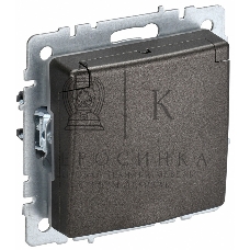 Розетка 1-местная IEK BRITE РСбш10-3-БрТБ с заземлением, с защитными шторками и крышкой, 16А, IP20, темная бронза