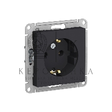 Механизм розетки 1-м СП AtlasDesign с заземл. 16А карбон SchE ATN001043