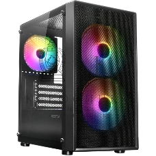 Компьютерный корпус XASTRA A305M 3FRGb Black mATX/Mesh/ tempered glass / 2x140мм + 1x120мм FRGb fans/ A305M-2FC14F-1FC12F