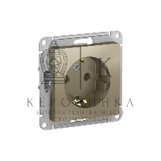 Механизм розетки 1-м СП AtlasDesign с заземл. 16А шампань SchE ATN000543