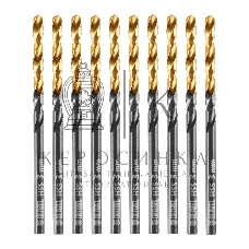 Сверло по металлу Denzel 3 мм, HSS-Tin, Golden Tip, 10 шт.