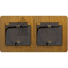 Розетка 2-ая с/з, со шторками, в сборе, IP44 SE Glossa Дерево Дуб