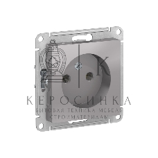 Механизм розетки 1-м СП AtlasDesign без заземл. 16А алюм. SchE ATN000341