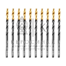 Сверло по металлу Denzel 3,2 мм, HSS-Tin, Golden Tip, 10 шт.