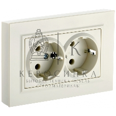 Розетка 2-местная IEK BRITE РС12-3-БрКр (BR-R21-16-K10-F) с заземлением, без защитных шторок, 16А в сборе, бежевый