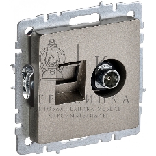 Розетка телевизионная двойная TV+RJ45 IEK Brite РТВ/РК12-БрШ (BR-AK20-1-K37) кат.5E шампань