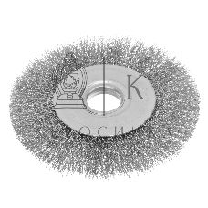Щетка для УШМ Denzel 125 мм, плоская, витая нержавеющая проволока 0,3 мм, посадка 22,2 мм