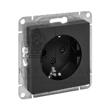 Механизм розетки EKF UP1-SOB-111 16А, с заземлением, со шторками, черный Эпика