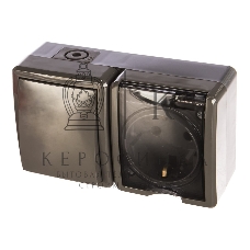 Блок ОП розетка+выключатель ЭРА 11-7401-03 16АХ(10AX)-250В IP54 Эксперт сер.