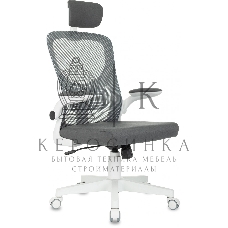 Кресло компьютерное Бюрократ ASTER NH-W TW-04 Neo Grey темно-серый, сетка/ткань, с подголов. крестов. пластик, пластик белый