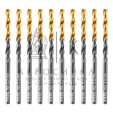 Сверло по металлу Denzel 3,5 мм, HSS-Tin, Golden Tip, 10 шт.