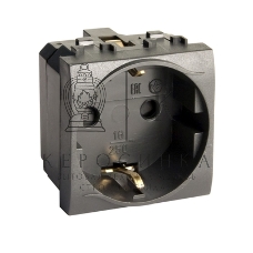 Розетка электрическая DKC BRAVA 77482N с заземлением, со шторками, черная RAL 7016, 2М