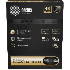 Переходник аудио-видео Cactus CS-DP-HDMI-ADR DisplayPort (m)/HDMI (f) 5м. позолоч.конт. черный
