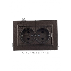 Розетка 2-местная IEK BRITE РС12-3-БрТБ с заземлением, без защитных шторок, 16А в сборе, темная бронза