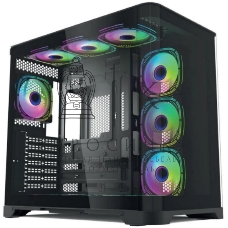 Компьютерный корпус Forza Forza FZ-G42B Seaview TG ATX Case, black, w/o psu, Curved Tempered glass front panel, 1x3,5