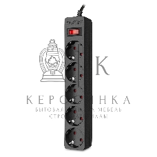Сетевой фильтр SVEN SF-05E 5,0 м (5 розеток с защитными шторками) черный, цветная коробка