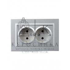 Розетка 2-местная IEK BRITE РС12-3-БрА с заземлением, без защитных шторок, 16А в сборе, алюминий