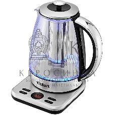 Чайник электрический Kitfort КТ-6711 1.7л. 2200Вт серебристый/черный корпус: пластик/стекло