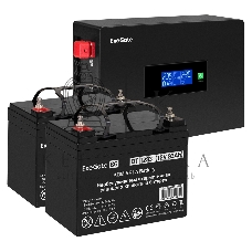 Комплект Источник бесперебойного питания EX295994RUS + батарея 33Aч EX282974RUS 2шт (инвертор, синус, для котла, PF=1, настенный) ExeGate IdealSine SR-1500.LCD.2SH 1500VA/1500W, чистая синусоида, цветной LCD-дисплей, 2*Schuko, крепление настенное, черный 