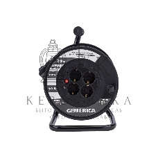 Удлинитель на катушке 4х30 м 2P+PE 10А УК30 с термозащ. 3х1.0 кв.мм GENERICA IEK WKP10-10-04-30-G