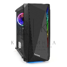 Компьютерный корпус Minitower ExeGate Mistery R2-NPX450 (mATX, БП 450NPX с вент. 12 см, 2*USB+1*USB 3.0, аудио, черный, 1 вент. 12см с RGb подсветкой и полоса на передней панели, боковая панель - закаленное стекло)